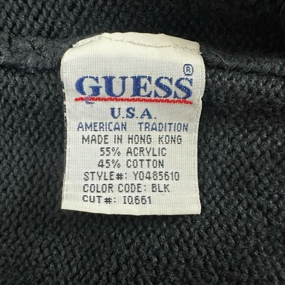 Y2K Guess Women's S Longline Duster Cardigan Sweater Black Knit Tie Waist Winter - Picture 7 of 12